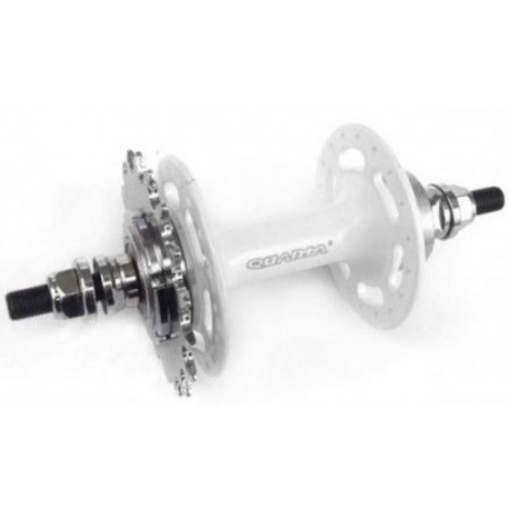 Втулка Quando Втулка  FIXED/TRECK, ЗАДНЯЯ, 2 ПРОМА, БЕЛАЯ.  на 32 спиц. левая сторона под две резьбы