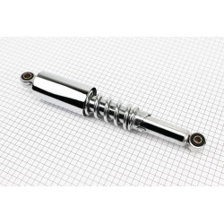 Амортизатор задний JH/CB/CG-335мм*d55мм (втулка 12мм / втулка 10мм) со стаканом регулир., хром Китай