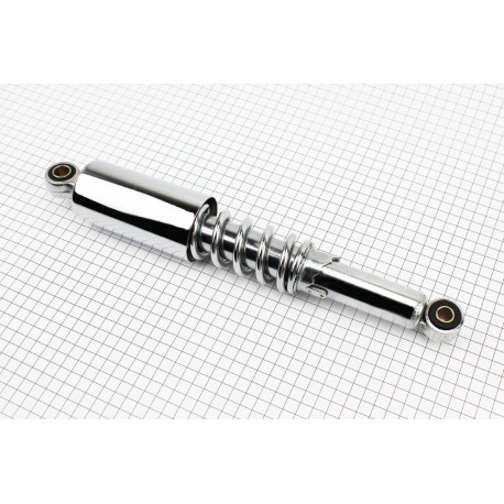 Амортизатор задний JH/CB/CG-335мм*d55мм (втулка 12мм / втулка 10мм) со стаканом регулир., хром Китай