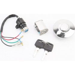 Замки комплект (зажигание, руля, крышка бака круглая) Китай