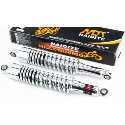 Амортизатор задній JH/CB/CG-340мм*d-55мм (втулка 12мм / втулка 10мм) стакан, регул., хром к-кт 2шт NAIDITE