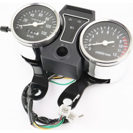 Спідометр "подвійний" 120 км/год тахометр електронний (вузьке кріплення, 2 фішки "тато") Китай