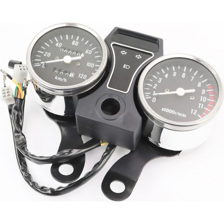Спидометр "двойной" 120 км/ч тахометр электронный (узкое крепление, 2 фишки мама) Китай