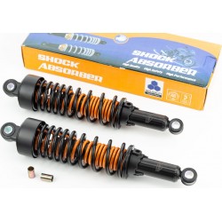 Амортизатор задній JH/CB/CG-330мм*d-64мм (втулка 12мм/втулка 12мм) з подвійною пружиною регул., чорний к-кт 2шт JWBP