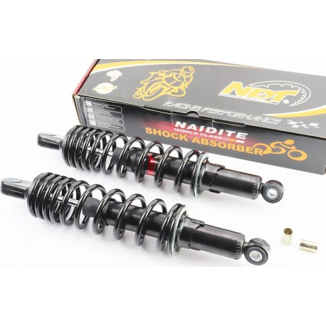 Амортизатор задний JH/CB/CG-340мм*d65мм (втулка 12мм/втулка 10мм) регулир., чёрный к-кт 2шт NAIDITE