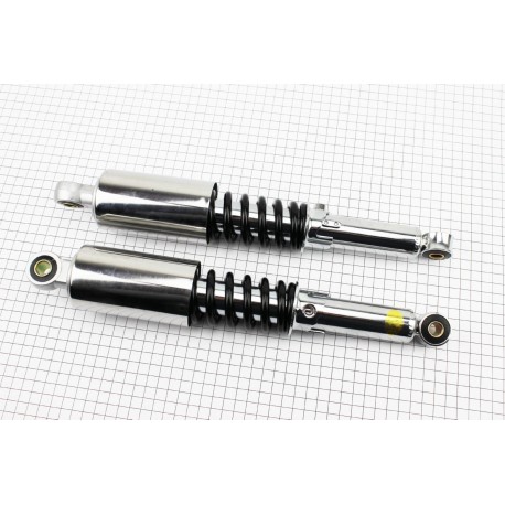 Амортизатор задній JH/CB/CG-340мм*d-58мм (втулка 12мм/втулка 10мм) стакан, регул., чорний к-кт 2шт Китай