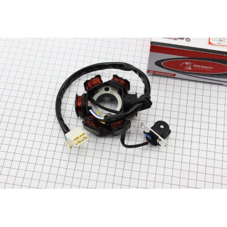 Статор магнето (генератора) (6 котушок роз'єм "мама 4+1") ZHENGHE