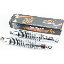 Амортизатор задній JH/CB/CG-340мм*d-55мм (втулка 12мм / втулка 10мм) регул., хром. к-кт 2шт NAIDITE