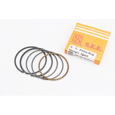 Кольца поршневые СВ125cc 56,5мм STD (толщина-1,1мм), жёлтая коробка SEE