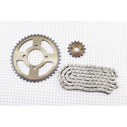 Звезды, цепь к-кт ZS125J-428H-116L+43T+15T "калёная" (в коробке) Crocodil