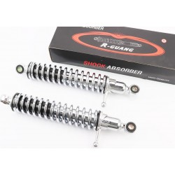 Амортизатор задній 330мм, D-50мм (втулка 12мм / втулка 10мм) з важелем регулир., хром к-кт 2шт R-GUANG