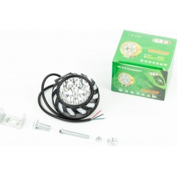 Фара додаткова світлодіодна вологозахисна-9 LED з кріпленням, 70мм з стробоскопом та різнобарвним підсвічуванням, чорний бортик 