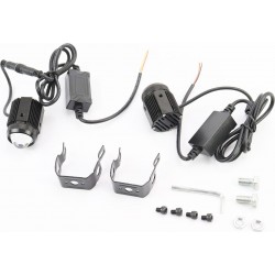 Фара дополнительная светодиодная -1 LED с креплением и блоком розжига, круглая 37мм, к-кт 2шт (свет, белый-жёлтый) Китай