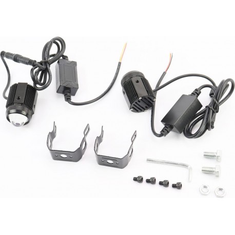 Фара додаткова світлодіодна вологозахисна-1 LED з кріпленням та блоком розпалювання, кругла 37мм, к-кт 2шт (світло біле/жовте) К