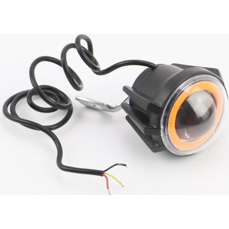 Фара додаткова світлодіодна вологозахисна-LED лінза з обідком "ангельське око" червоне з кріпленням під дзеркало Китай