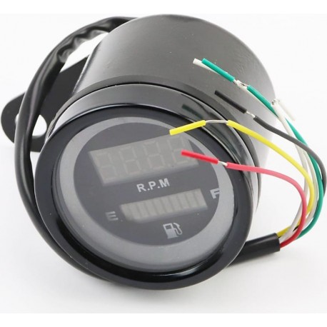 Тахометр в сборе универсальный "чёрный" цифровой, круглый 62мм Китай