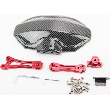 Крыло заднее универсальное, красное крепление на одну сторону с регулировкой наклона (брызговик) TUNING, карбон Китай