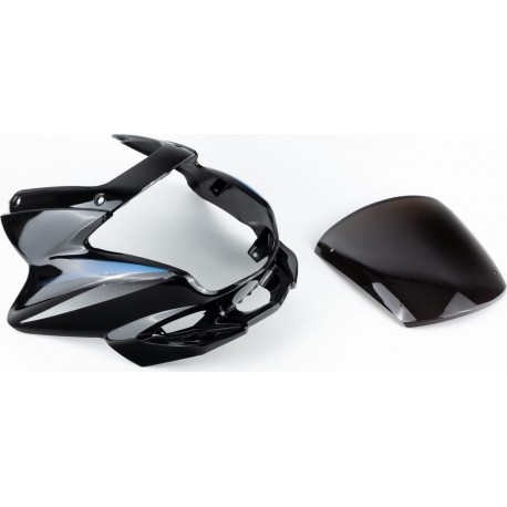 Пластик-обтічник фари+вітровик, чорний з наклейками Китай (508192)