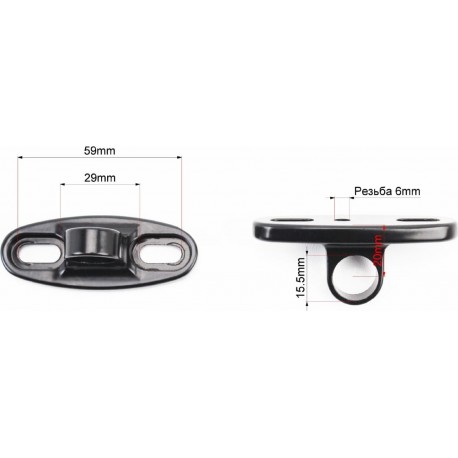 Крепление зеркал к пластику под два болта, к-кт 2шт, чёрный Китай