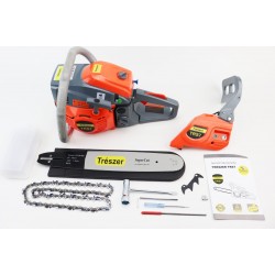 Бензопила TRESZER TRS7 52cc (3,8кВт. шина 15", цепь 325-1,5-64зв. квад. зуб) с подкачкой, плавный пуск TRESZER