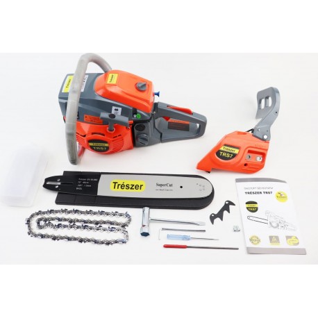 Бензопила TRESZER TRS7 52cc (3,8кВт. шина 15", ланцюг 325-1,5-64зв. квад. зуб) з підкачуванням, плавний пуск TRESZER