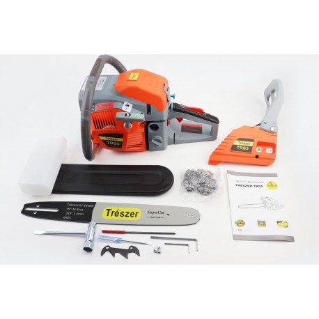 Бензопила TRESZER TRS5 45cc (2,8кВт. шина 15", ланцюг 325-1,5-64зв. квад. зуб) з підкачуванням, плавний пуск TRESZER