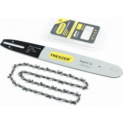 Шина 14"-1,3мм 3/8" 52зв L-42см + ланцюг 3/8"-1,3мм, 52зв. квад. зуб, на блістері TRESZER