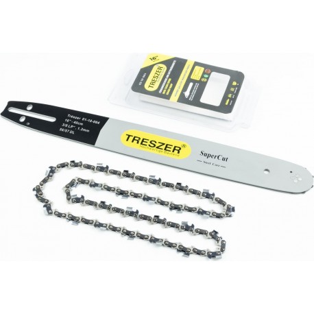 Шина 16"-1,3мм 3/8" 56зв L-45см + ланцюг 3/8"-1,3мм, 56зв. квад. зуб, на блістері TRESZER