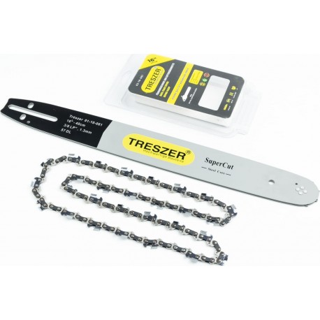 Шина 16"-1,3мм 3/8" 57зв L-45см + цепь 3/8"-1,3мм-57зв. квад. зуб, на блистере TRESZER