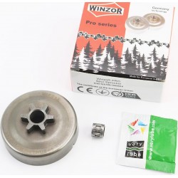 Тарілка зчеплення "зірка" 3/8-6 MS-170/171/180/181/190T/191T/210/211/230/250 + підшипник + мастило, "PRO SERIA" WINZOR