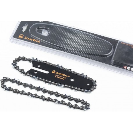 Шина 4"-1,1мм 1/4" 28зв L-13см (підходить на акумуляторну міні-пилу) + ланцюги 1/4"-1,1мм, 28зв. круг. зуб 2 шт DarWin