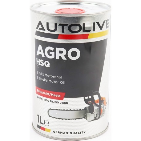 Масло 2T полусинтетическое для садовой техники "AGRO HSQ" HUSQVARNA Metal, 1L AUTOLIVE