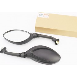 Зеркала к-кт DIO, чёрные с, карбоновой вставкой "капли", М8 "длинная ножка в чехле резиновом" (ССС-знак качества) ZHENGHE