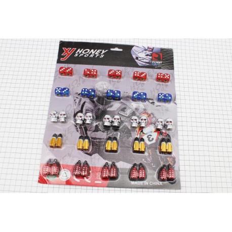 Ковпачок ніпеля "ЧЕРЕП/КУБИК/ГРАНАТА/РАКЕТА" набір 50шт, на блістері Китай