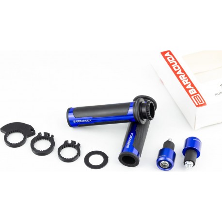 Ручки керма зі вставкою з заглушками, "МЕТАЛ", сині BARRACUQA