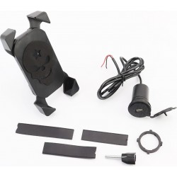 Держатель телефона на руль с чёрным рисунком+USB зарядка (миним. размер телефона 60x124мм, макс. размер 80x160мм) тип 1 Китай