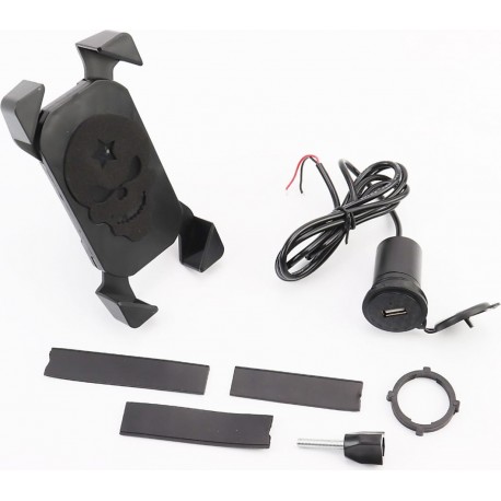 Тримач телефону на кермо з чорним малюнком+USB зарядка (мінім. розмір телефону 60x124мм, макс. розмір 80x160мм) тип 1 Китай