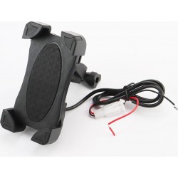 Держатель телефона на руль с чёрным рисунком+USB зарядка (миним. размер телефона 60x124мм, макс. размер 80x160мм) тип 2 Китай