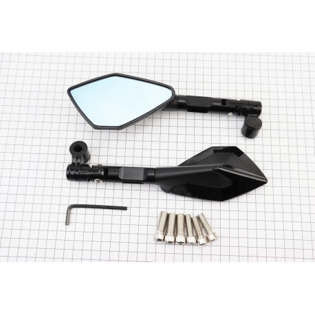 Дзеркала к-кт «ПРИЗМА» SPORT, чорні М8/10 (аеродинамічні, з регулюванням нахилу, антиблікові) (H3116) Китай