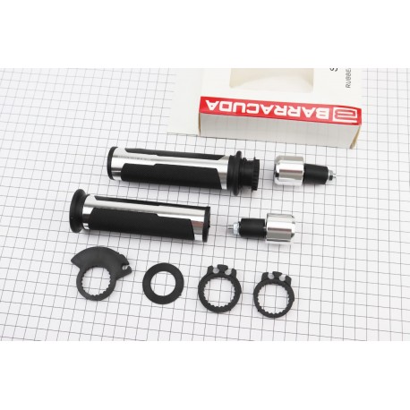 Ручки руля с вставкой, с заглушками, "МЕТАЛЛ", серые BARRACUQA