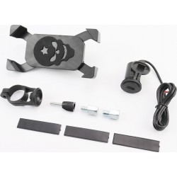 Тримач телефону на кермо+USB зарядка, (мінім. розмір телефону 60*124мм, макс. розмір 80*160мм) з подовжувачами Китай