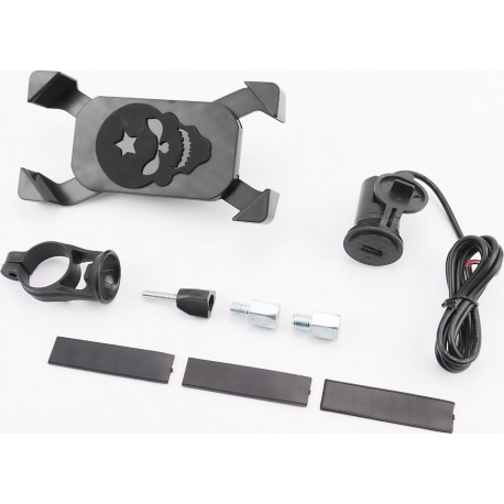 Тримач телефону на кермо+USB зарядка, (мінім. розмір телефону 60*124мм, макс. розмір 80*160мм) з подовжувачами Китай