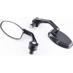 Зеркала на мотоцикл овальные, крепл. в торец руля, карбон (SH-5001-YX) Китай