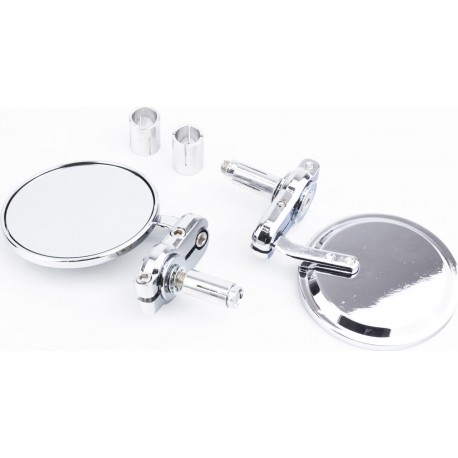 Зеркала на мотоцикл круглые, крепл. в торец руля, хром (SH-001) Китай