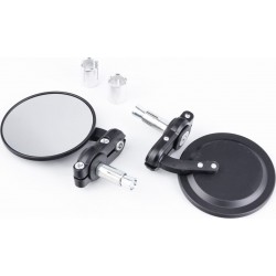 Дзеркала на мотоцикл круглі, кріпл. в торець керма, чорні (SH-001) Китай