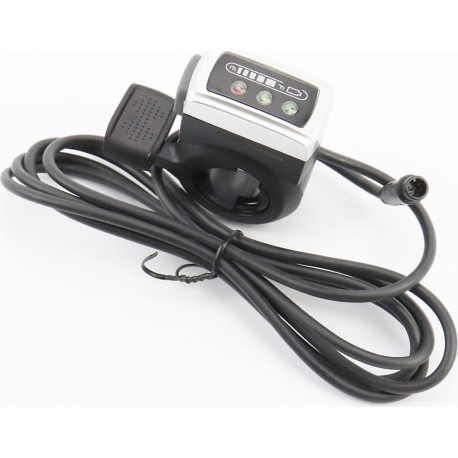 Ручка газа (акселератор) с индикацией, 6 контактов, чёрно-серая (электровелосипед) Китай