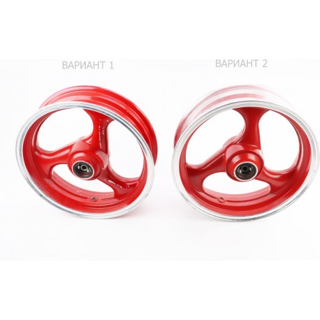 УЦЕНКА Диск передний литой MT3,50x13 d12мм (диск торм. 3 болта) "3 луча", красно-серый (VIPER-F1) см. фото Китай