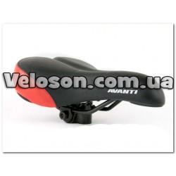 Седло Байк MTB, Черно-красное, мягкий, эластичный наполнитель стальная рамка, размер: 265х160 мм