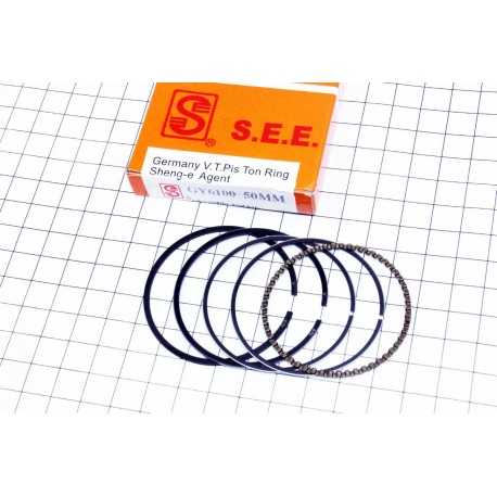 Кольца поршневые 100cc 50мм STD, жёлтая коробка SEE