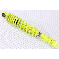 Амортизатор задній GY6/Honda-320мм*D-55мм (втулка 10мм / вилка 8мм) регул., лимонний з павутиною NAIDITE